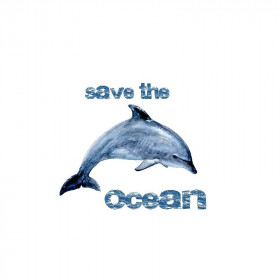 DELFIN (Save the ocean) / biały - panel single jersey TE210