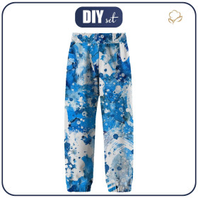 DZIECIĘCE SPODNIE Z SOFTSHELLU (YETI) - BLUE SPLATTER - zestaw do uszycia
