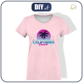 T-SHIRT DAMSKI - CALIFORNIA BEACH / róż - single jersey