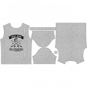 T-SHIRT MĘSKI - DO FISHING / melanż jasnoszary - single jersey