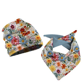 DZIECIĘCA CZAPKA I CHUSTA (CLASSIC) - FLOWERS 3D WZ. 15 - zestaw do uszycia