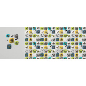 KAFELKI DINO WZ. 5 / żółty - Panel panoramiczny - dzianina pętelkowa z elastanem (60cm x 155cm)