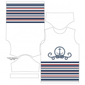 T-SHIRT DZIECIĘCY - KOTWICA / paski (marine) - single jersey