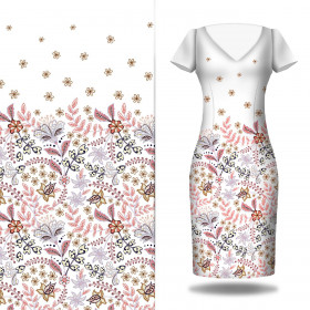 KWIATY (wzór 3) / biały - panel sukienkowy