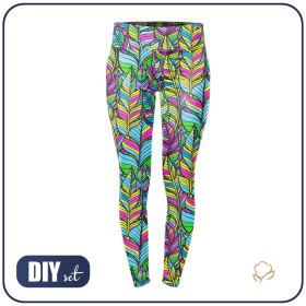 LEGGINSY SPORTOWE - NEONOWE LIŚCIE