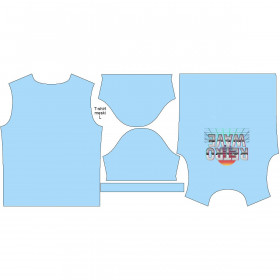 T-SHIRT MĘSKI - RETRO WAVE / błękitny - single jersey