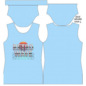 T-SHIRT DAMSKI - RETRO WAVE / błękitny - single jersey
