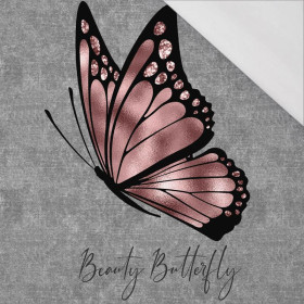 BEAUTY BUTTERFLY (BROKATOWE MOTYLE) / ACID WASH SZARY - PANEL PANORAMICZNY SINGLE JERSEY (60cm x 155cm)