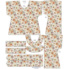 BLUZKA TYPU KIMONO - AKWARELOWE KWIATY wz. 4 - zestaw do uszycia 