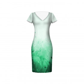 KLEKSY (zielony) - panel sukienkowy muślin bawełniany