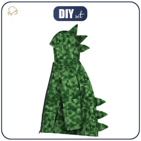 KURTKA DZIECIĘCA DINO (ZOE) - PIKSELE WZ. 2 / oliwkowy - zestaw do uszycia (146/152)
