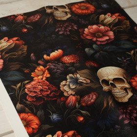 FLOWERS AND SKULL (46 cm x 50 cm) - gruba ekoskóra tłoczona