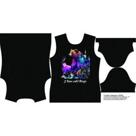 T-SHIRT DAMSKI - BEAR ON A ROCK - zestaw do uszycia XXS