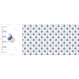 WIELORYB wz. 2 (BAJKOWY OCEAN) - panel panoramiczny dzianina pętelkowa (60cm x 155cm)