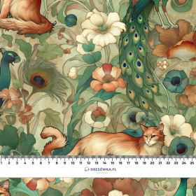 ART NOUVEAU CATS & FLOWERS WZ. 2 - Hydrofobowa dzianina drapana 