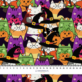 HALLOWEEN CATS WZ. 2 - lekka dzianina drapana