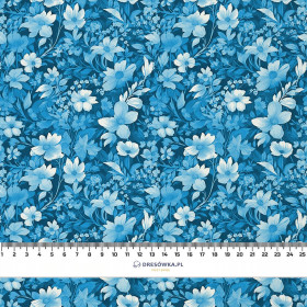 TRANQUIL BLUE / FLOWERS - single jersey 