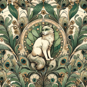 ART NOUVEAU CATS & FLOWERS WZ. 1 - panel (75cm x 80cm)