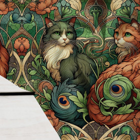 ART NOUVEAU CATS & FLOWERS WZ. 3 - Krepa