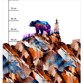 BEAR ON A ROCK - panel (75cm x 80cm) tkanina bawełniana