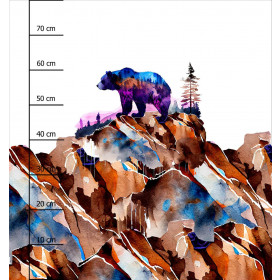 BEAR ON A ROCK - PANEL (75cm x 80cm) dzianina drapana z elastanem ITY