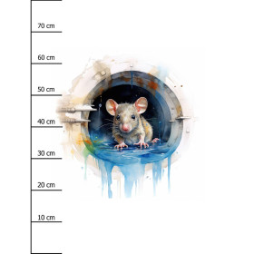 WATERCOLOR RAT - panel (75cm x 80cm) tkanina bawełniana