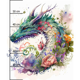 WATERCOLOR DRAGON - panel (60cm x 50cm) dzianina pętelkowa