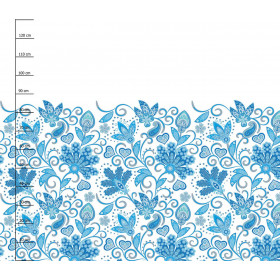 KWIATY (wzór 2 błękitny) / biały - panel sukienkowy