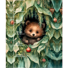 VINTAGE CHRISTMAS BEAR - PANEL (60cm x 50cm) tkanina bawełniana