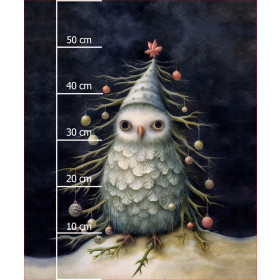 VINTAGE CHRISTMAS OWL wz. 1 - PANEL (60cm x 50cm) dzianina drapana z elastanem ITY