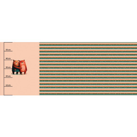 BEARS IN LOVE 2 - panel panoramiczny dzianina drapana z elastanem ITY (60cm x 155cm)