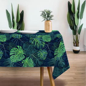 MONSTERA 2.0 / navy - Tkanina na obrusy