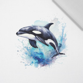 WATERCOLOR WHALE - panel (75cm x 80cm) tkanina bawełniana