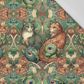 ART NOUVEAU CATS & FLOWERS WZ. 3 - panel (75cm x 80cm) tkanina bawełniana