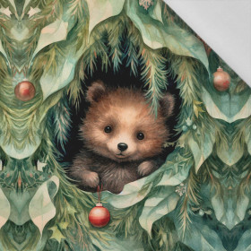 VINTAGE CHRISTMAS BEAR - PANEL (60cm x 50cm) tkanina bawełniana