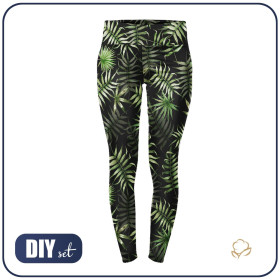 LEGGINSY SPORTOWE - TROPIKALNE LIŚCIE wz. 3 / czarny (JUNGLE)