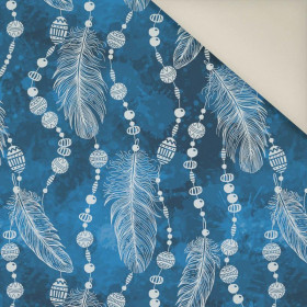 BIAŁE PIÓRKA I KORALIKI (CLASSIC BLUE) - Welur tapicerski