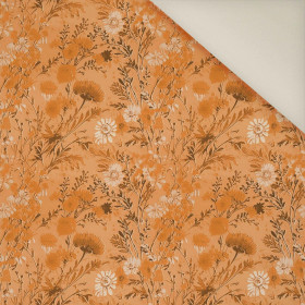 SUNDIAL ORANGE / FLOWERS- Welur tapicerski