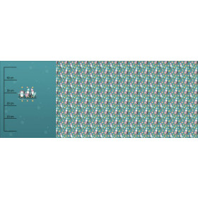 PRZYJACIELE PINGWINY WZ. 2 / morski (ŚWIĄTECZNE PINGWINY) - panel panoramiczny dzianina pętelkowa ( 60cm x 155cm)