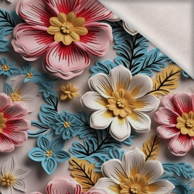 FLOWERS 3D WZ. 11 - dzianina drapana z elastanem ITY