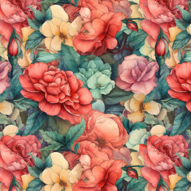 FLOWERS WZ.50 - dresówka pętelkowa