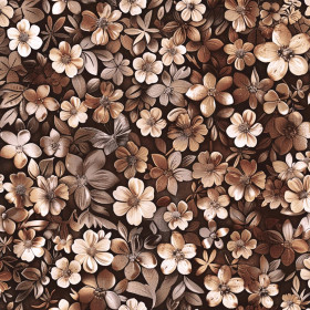 FLOWERS WZ.8/ Mocha Mousse  - dzianina drapana z elastanem ITY