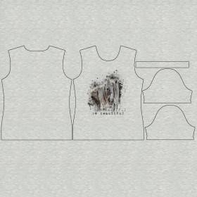 T-SHIRT DAMSKI S - BE BEAUTIFUL (BE YOURSELF) / M-01 melanż jasnoszary - single jersey 
