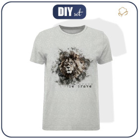 T-SHIRT MĘSKI - BE BRAVE (BE YOURSELF) / M-01 melanż jasnoszary - single jersey