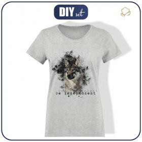 T-SHIRT DAMSKI - BE INDEPENDENT (BE YOURSELF) / M-01 melanż jasnoszary - single jersey S