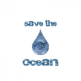 KROPLA (Save the ocean) / biały - panel single jersey TE210
