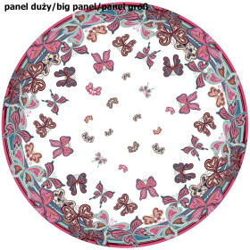 MOTYLE (wzór 1 różowy) / biały - duży panel na spódnicę z koła