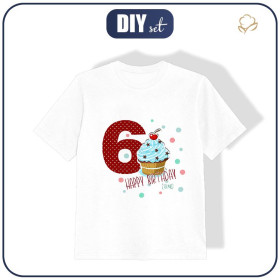 T-SHIRT DZIECIĘCY - 6 URODZINY / MUFFINKA - single jersey (128/134)