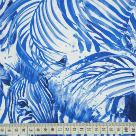 ZEBRY (classic blue) / biały - tkanina wodoodporna