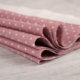 BIAŁE KROPKI / Flamingo Pink - tkanina bawełniana